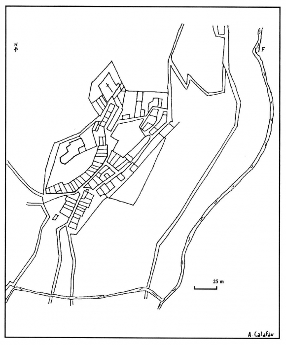 Plan cadastral du village de Corbère au pied du château